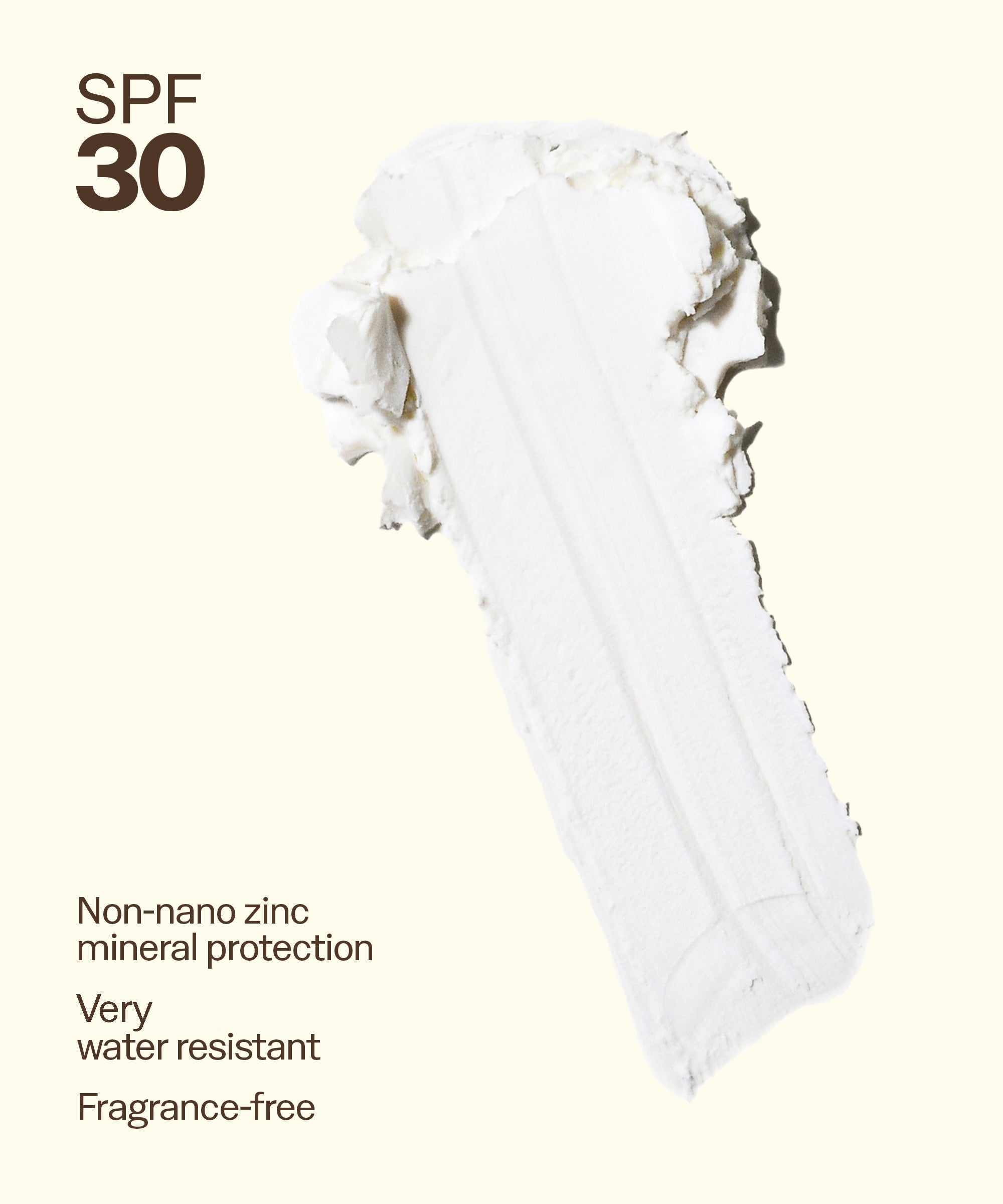 White mineral sunscreen on a light beige background with SPF 30 text.