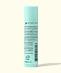 Lip balm tube with a light blue label on a white background