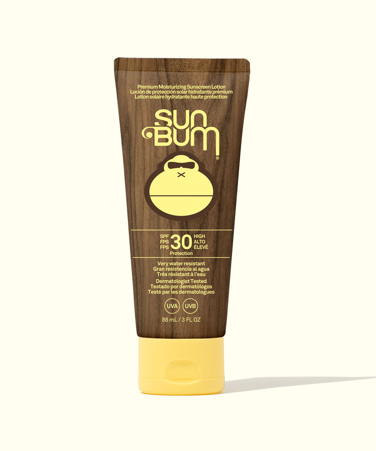 Sun Bum sunscreen tube on a white background