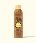 Sun Bum sunscreen spray bottle on a white background