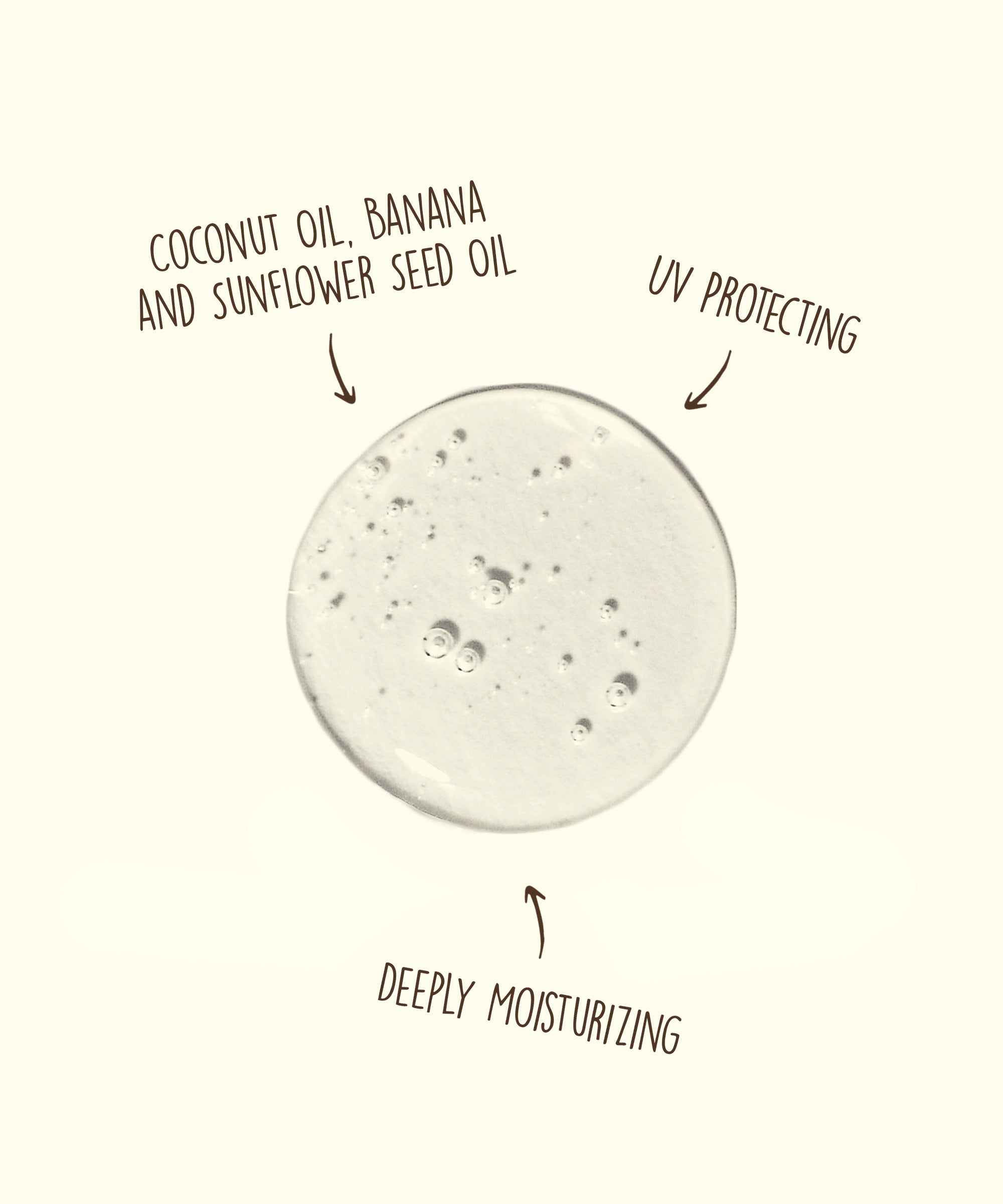 Illustration of a skincare product with text highlighting ingredients and benefits on a white background