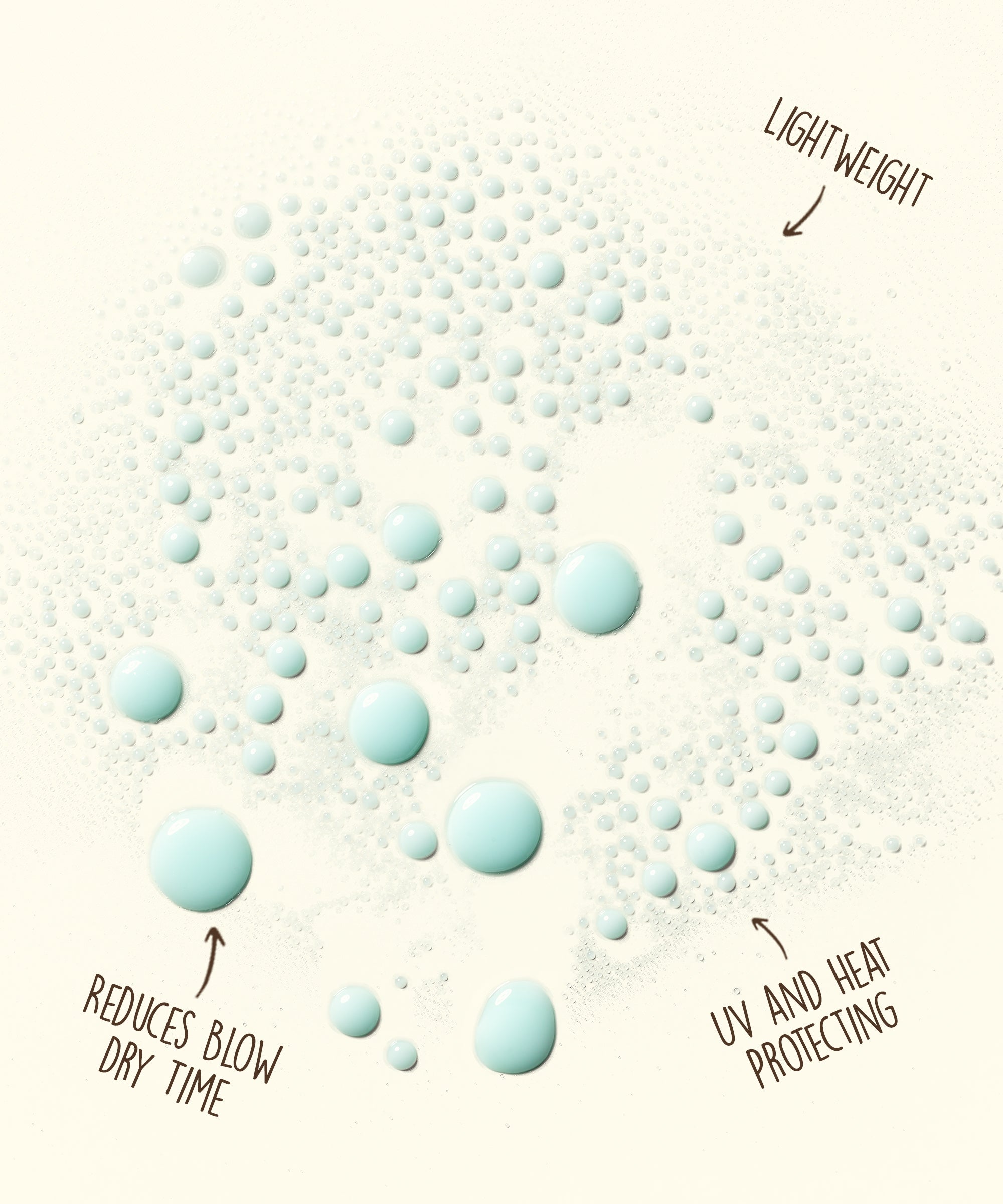 Illustration of blue bubbles with text describing their properties on a light background