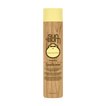 A bottle of Sun Bum Revitalizing Conditioner with a beige label featuring the brand's logo and the text 'NEW DELICAMUM'. The bottle is tall and slender with a wooden appearance.